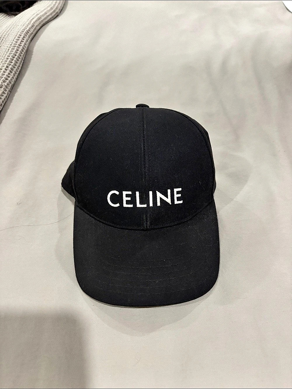 CELINE Baseball Cap in Cotton with Logo Embroidery Black Size Small
